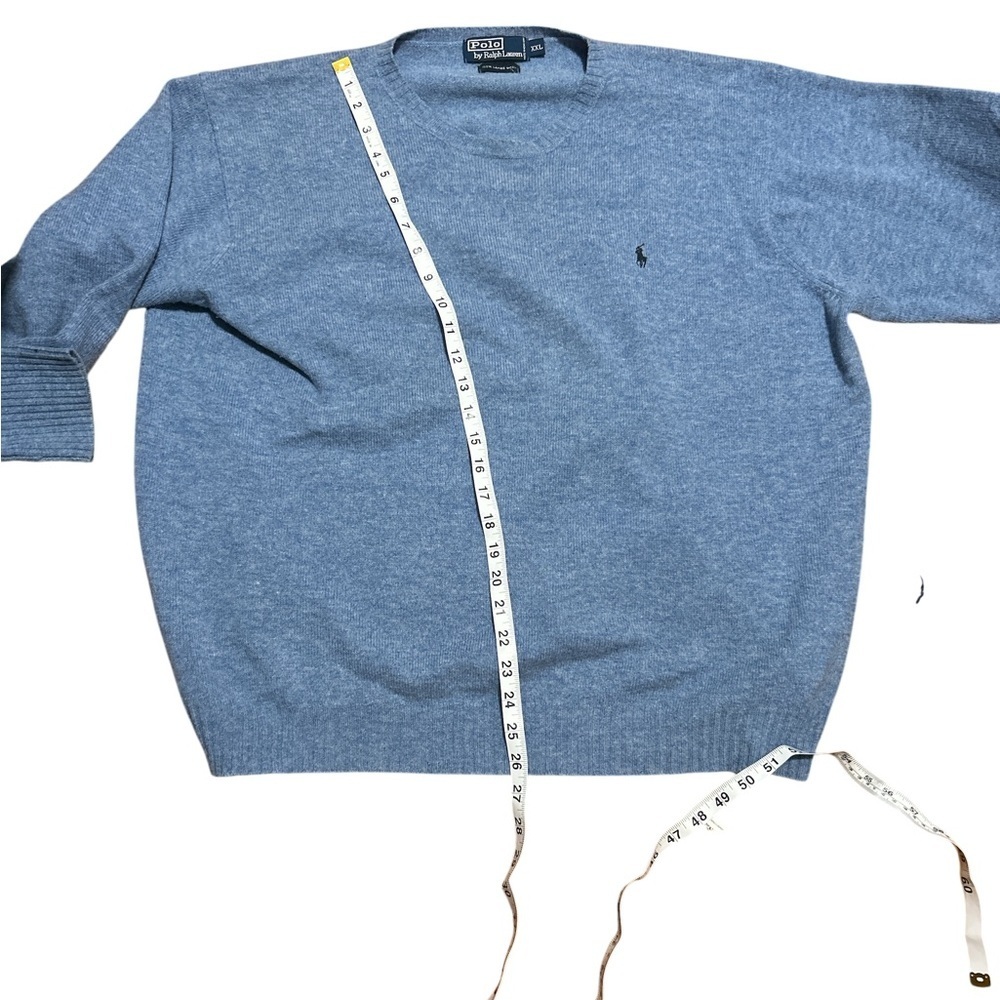 Polo Ralph Lauren Lambswool Sweater XXL Blue Crewneck Classic Pony Logo Men - Picture 8 of 8